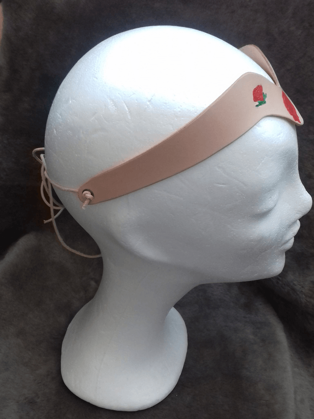 Diadème Roses Peintes – Cuir Naturel Ciré, Élégance Artisanale