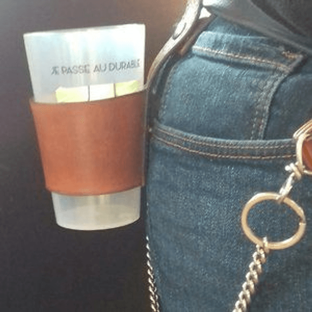 Porte gobelets cuir 