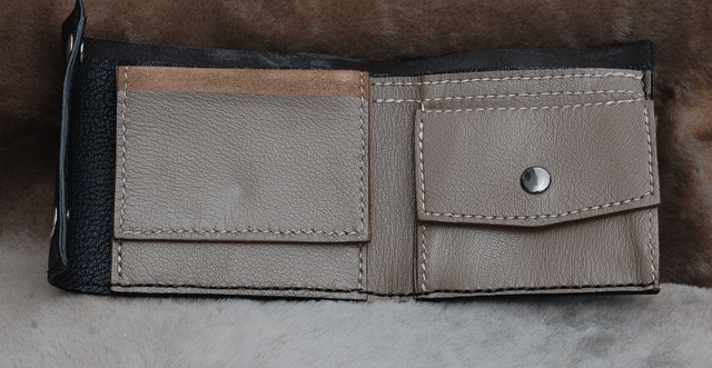 Portefeuille en cuir fermant noir grand modèle